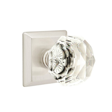 Emtek 8531-CK-US15 Diamond Crystal Door Knob Dummy Set With Quincy Rosette Satin Nickel