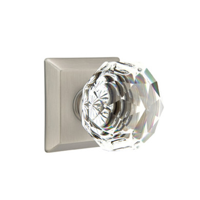 Emtek 8531-CK-US15A Diamond Crystal Door Knob Dummy Set With Quincy Rosette Pewter