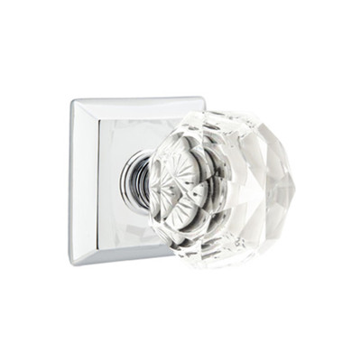 Emtek 8531-CK-US26 Diamond Crystal Door Knob Dummy Set With Quincy Rosette Polished Chrome