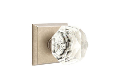 Emtek 7211-CK-TWB Diamond Crystal Door Knob Privacy Set With Sandcast Bronze #6 Rosette Tumbled White Bronze