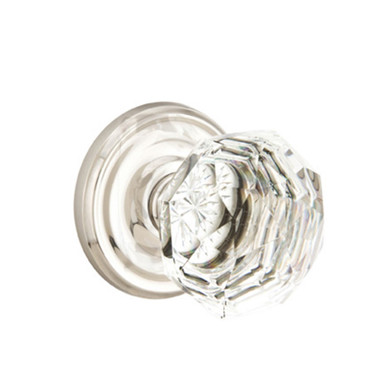 Emtek 8100-CK-US14 Diamond Crystal Door Knob Passage Set With Regular Rosette Polished Nickel