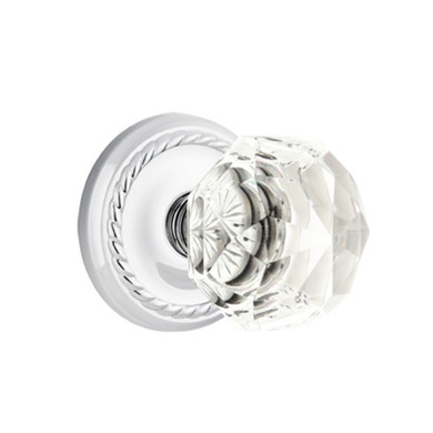 Emtek 8101-CK-US26 Diamond Crystal Door Knob Passage Set With Rope Rosette Polished Chrome