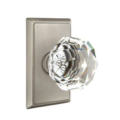 Emtek 8121-CK-US15A Diamond Crystal Door Knob Passage Set With Rectangular Rosette Pewter