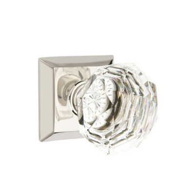Emtek 8131-CK-US14 Diamond Crystal Door Knob Passage Set With Quincy Rosette Polished Nickel