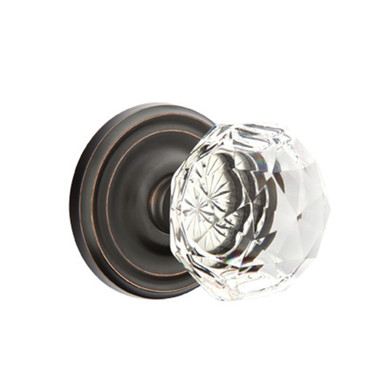 Emtek 8200-CK-US10B Diamond Crystal Door Knob Privacy Set With Regular Rosette Oil Rubbed Bronze