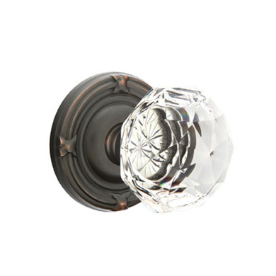 Emtek 8207-CK-US10B Diamond Crystal Door Knob Privacy Set With Ribbon & Reed Rosette Oil Rubbed Bronze