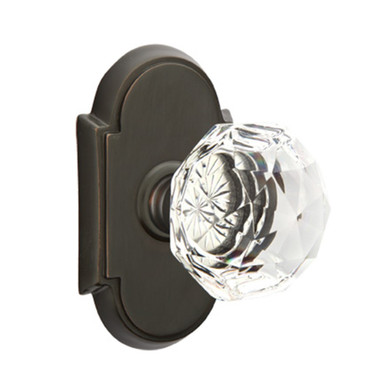 Emtek 8208-CK-US10B Diamond Crystal Door Knob Privacy Set With #8 Rosette Oil Rubbed Bronze