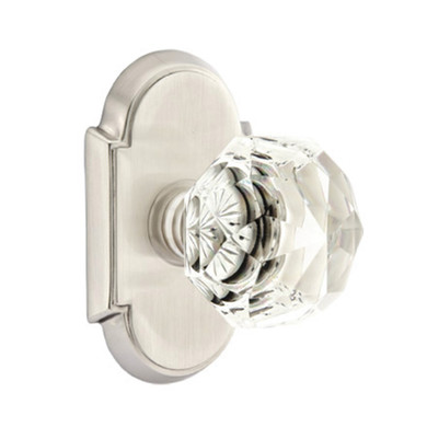 Emtek 8208-CK-US15 Diamond Crystal Door Knob Privacy Set With #8 Rosette Satin Nickel