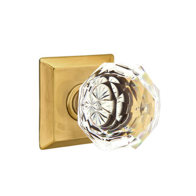 Emtek 8231-CK-US7 Diamond Crystal Door Knob Privacy Set With Quincy Rosette French Antique