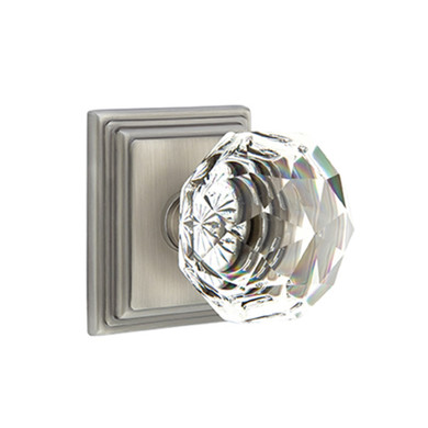 Emtek 8261-CK-US15A Diamond Crystal Door Knob Privacy Set With Wilshire Rosette Pewter
