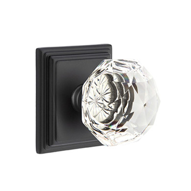 Emtek 8261-CK-US19 Diamond Crystal Door Knob Privacy Set With Wilshire Rosette Flat Black