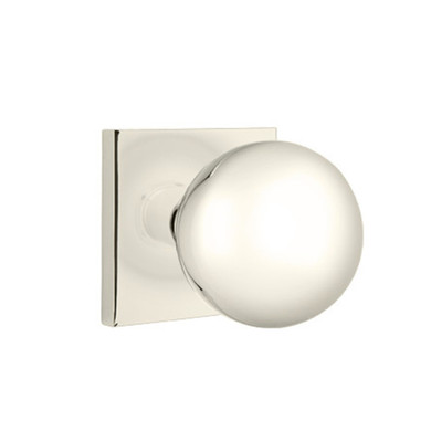 Emtek 5110-OR-US14 Orb Door Knob Passage Set With Square Rosette Polished Nickel