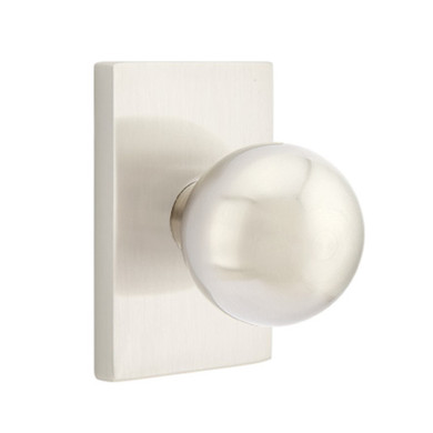 Emtek 5212-OR-US15 Orb Door Knob Privacy Set With Modern Rectangular Rosette Satin Nickel