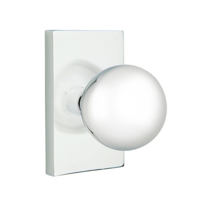 Emtek 5212-OR-US26 Orb Door Knob Privacy Set With Modern Rectangular Rosette Polished Chrome