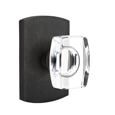 Emtek 7050-WS-MB Windsor Crystal Door Knob Dummy Set With Sandcast Bronze #4 Rosette Medium Bronze