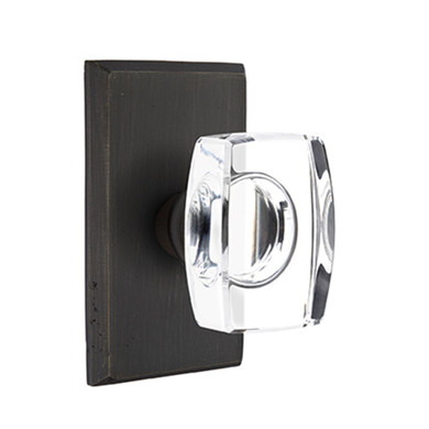 Emtek 7054-WS-MB Windsor Crystal Door Knob Dummy Set With Sandcast Bronze #3 Rosette Medium Bronze