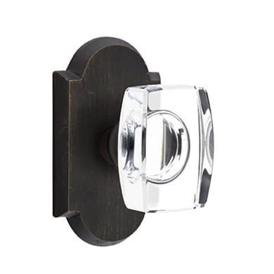 Emtek 7058-WS-MB Windsor Crystal Door Knob Dummy Set With Sandcast Bronze #1 Rosette Medium Bronze