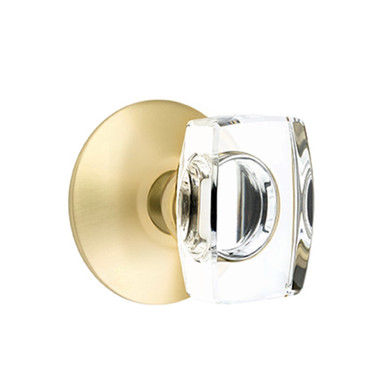Emtek 5207-WS-US4 Windsor Door Knob Privacy Set With Modern Rosette Satin Brass