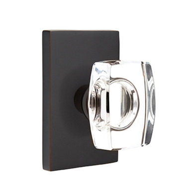 Emtek 5212-WS-US10B Windsor Door Knob Privacy Set With Modern Rectangular Rosette Oil Rubbed Bronze