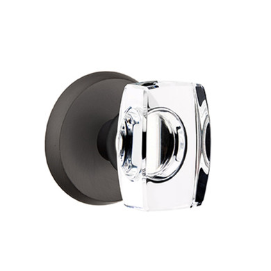 Emtek 7106-WS-FB Windsor Crystal Door Knob Passage Set With Sandcast Bronze #2 Rosette Flat Black