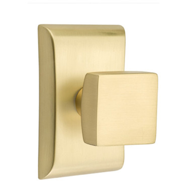 Emtek 5051-SQU-US4 Square Door Knob Dummy Set With Neos Rosette Satin Brass