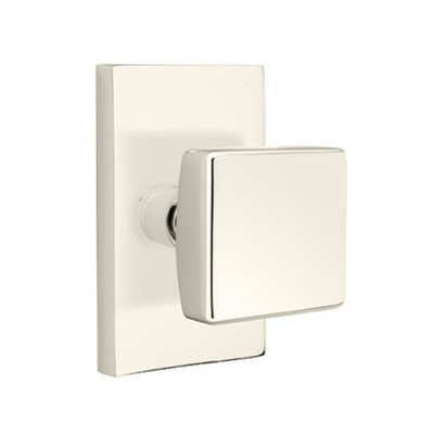 Emtek 5052-SQU-US14 Square Door Knob Dummy Set With Modern Rectangular Rosette Polished Nickel