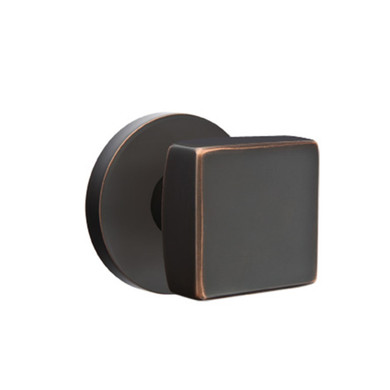 Emtek 5059-SQU-US10B Square Door Knob Dummy Set With Disk Rosette Oil Rubbed Bronze