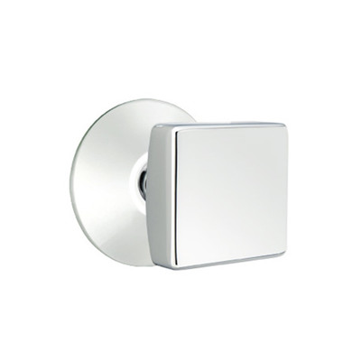 Emtek 5107-SQU-US26 Square Door Knob Passage Set With Modern Rosette Polished Chrome