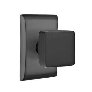 Emtek 5111-SQU-US19 Square Door Knob Passage Set With Neos Rosette Flat Black