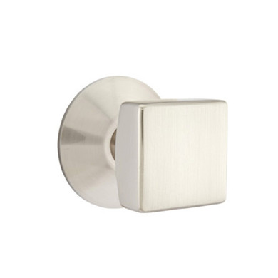 Emtek 5207-SQU-US15 Square Door Knob Privacy Set With Modern Rosette Satin Nickel