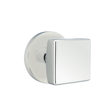 Emtek 5209-SQU-US26 Square Door Knob Privacy Set With Disk Rosette Polished Chrome