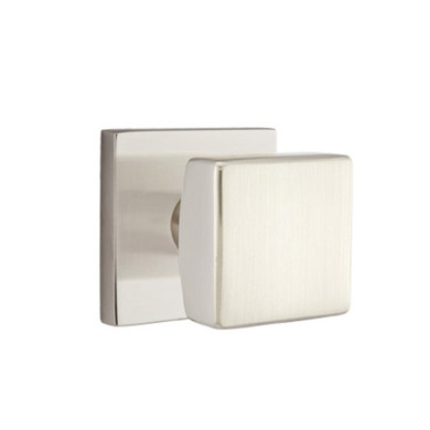 Emtek 5210-SQU-US15 Square Door Knob Privacy Set With Square Rosette Satin Nickel