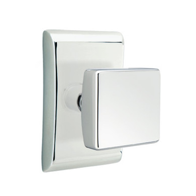 Emtek 5211-SQU-US26 Square Door Knob Privacy Set With Neos Rosette Polished Chrome