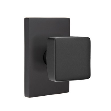 Emtek 5212-SQU-US19 Square Door Knob Privacy Set With Modern Rectangular Rosette Flat Black