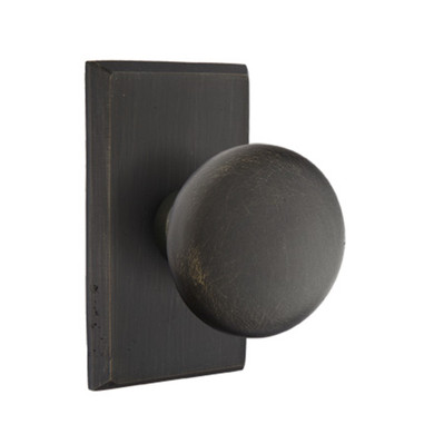 Emtek 7104-WC-MB Winchester Sandcast Bronze Door Knob Passage Set With #3 Rosette Medium Bronze