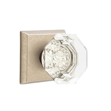 Emtek 7111-OT-TWB Old Town Clear Crystal Door Knob Passage Set With Sandcast Bronze #6 Rosette Tumbled White Bronze