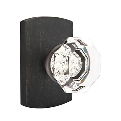 Emtek 7200-OT-MB Old Town Clear Crystal Door Knob Privacy Set With Sandcast Bronze #4 Rosette Medium Bronze