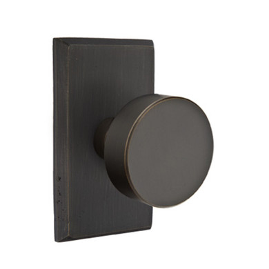 Emtek 7054-BZRN-MB Round Sandcast Bronze Door Knob Dummy Set With #3 Rosette Medium Bronze