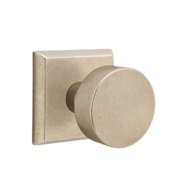 Emtek 7061-BZRN-TWB Round Sandcast Bronze Door Knob Dummy Set With #6 Rosette Tumbled White Bronze