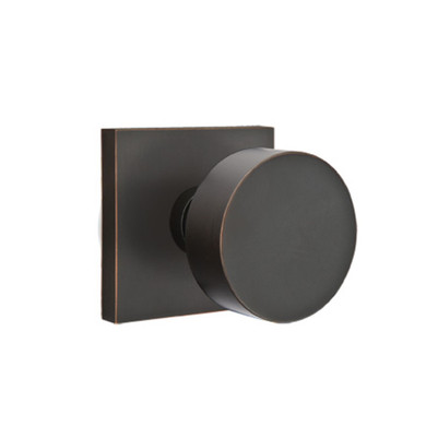 Emtek 5110-ROU-US10B Round Door Knob Passage Set With Square Rosette Oil Rubbed Bronze