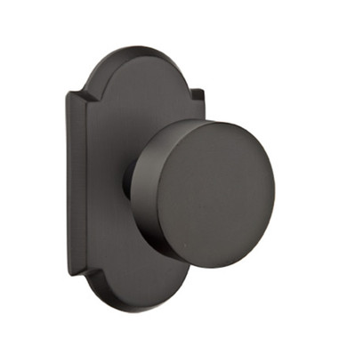 Emtek 7108-BZRN-FB Round Sandcast Bronze Door Knob Passage Set With #1 Rosette Flat Black Bronze
