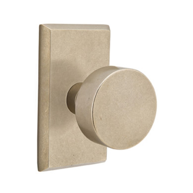 Emtek 7204-BZRN-TWB Round Sandcast Bronze Door Knob Privacy Set With #3 Rosette Tumbled White Bronze