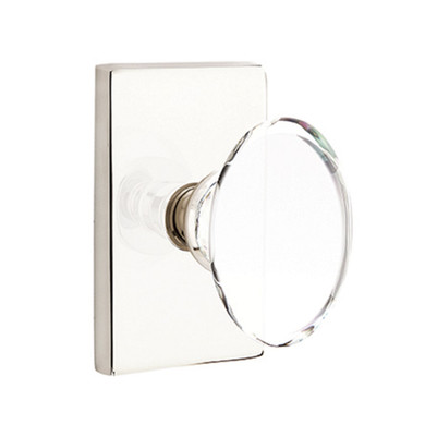 Emtek 5052-HT-US14 Hampton Door Knob Dummy Set With Modern Rectangular Rosette Polished Nickel