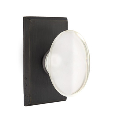 Emtek 7054-HT-MB Hampton Crystal Door Knob Dummy Set With Sandcast Bronze #3 Rosette Medium Bronze