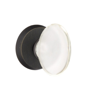 Emtek 7056-HT-MB Hampton Crystal Door Knob Dummy Set With Sandcast Bronze #2 Rosette Medium Bronze