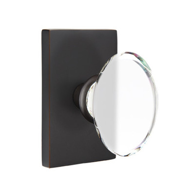 Emtek 5112-HT-US10B Hampton Door Knob Passage Set With Modern Rectangular Rosette Oil Rubbed Bronze