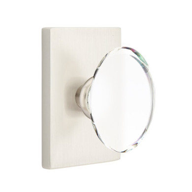 Emtek 5212-HT-US15 Hampton Door Knob Privacy Set With Modern Rectangular Rosette Satin Nickel