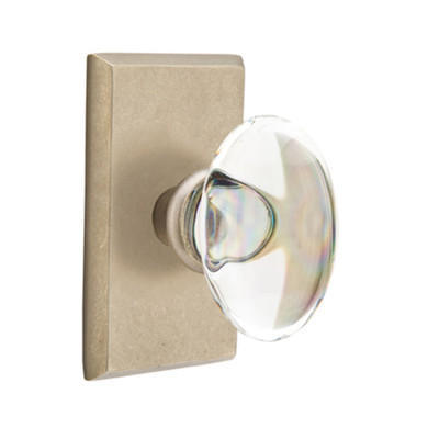 Emtek 7104-HT-TWB Hampton Crystal Door Knob Passage Set With Sandcast Bronze #3 Rosette Tumbled White Bronze