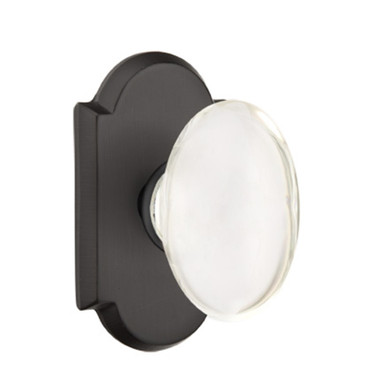 Emtek 7108-HT-FB Hampton Crystal Door Knob Passage Set With Sandcast Bronze #1 Rosette Flat Black