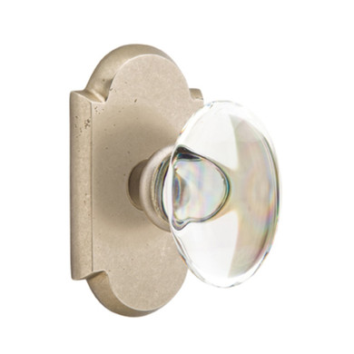 Emtek 7108-HT-TWB Hampton Crystal Door Knob Passage Set With Sandcast Bronze #1 Rosette Tumbled White Bronze